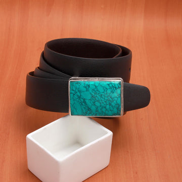 Turquoise Horizon: Sterling Silver Turquoise Men's Belt Buckle