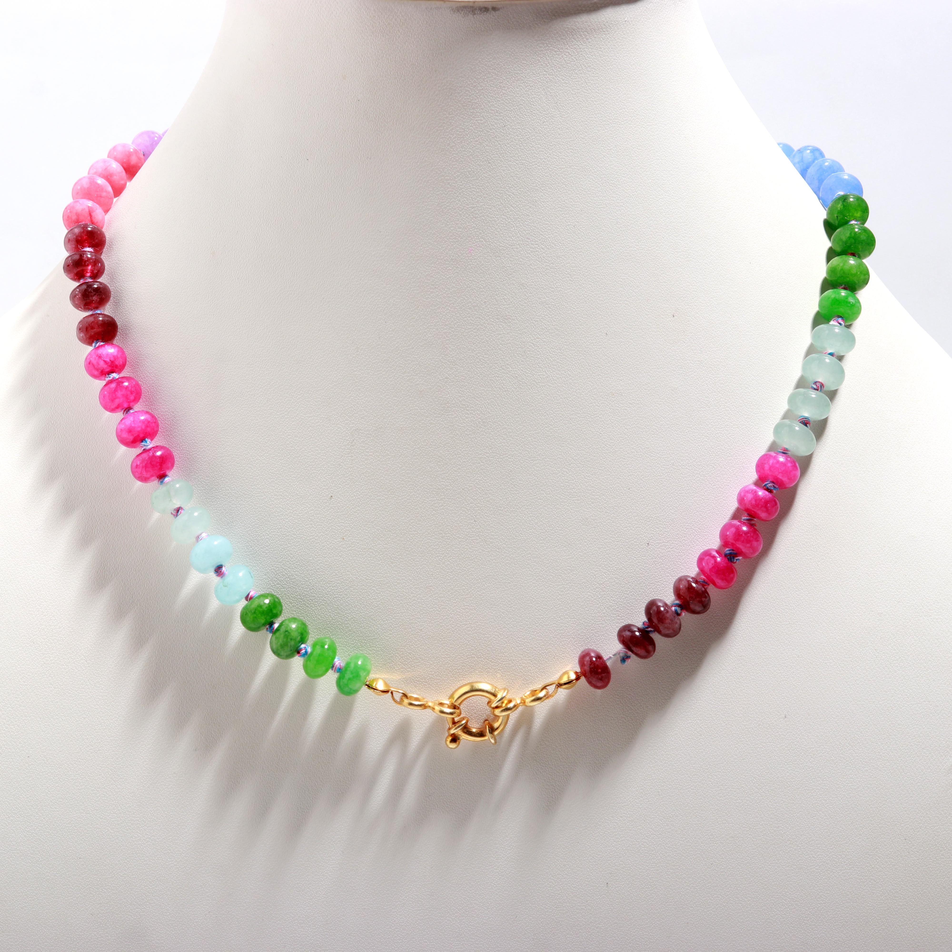 Colorful Elegance: Hand-Knotted Rainbow Quartz Beaded Necklace