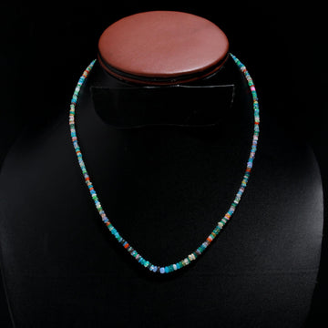 Multi-Color Ethiopian Bead Necklace | 3-4mm Fire Rondelle Jewelry