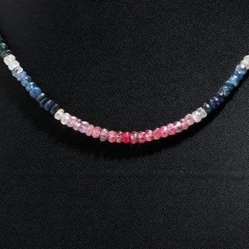 Multi Sapphire Necklace | Faceted 3-4mm Beads, September Birthstone Jewelry