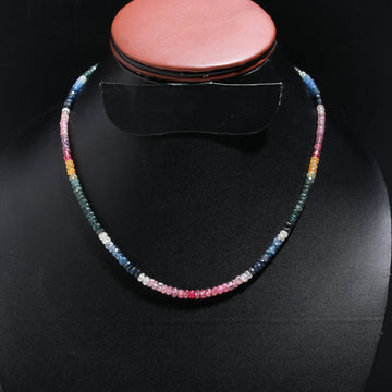 Multi Sapphire Necklace | Faceted 3-4mm Beads, September Birthstone Jewelry