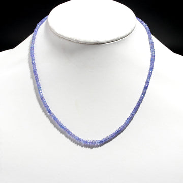 Tanzanite Beaded Necklace | Purple Gemstone 3-4mm Faceted Rondelle Healing Crystals