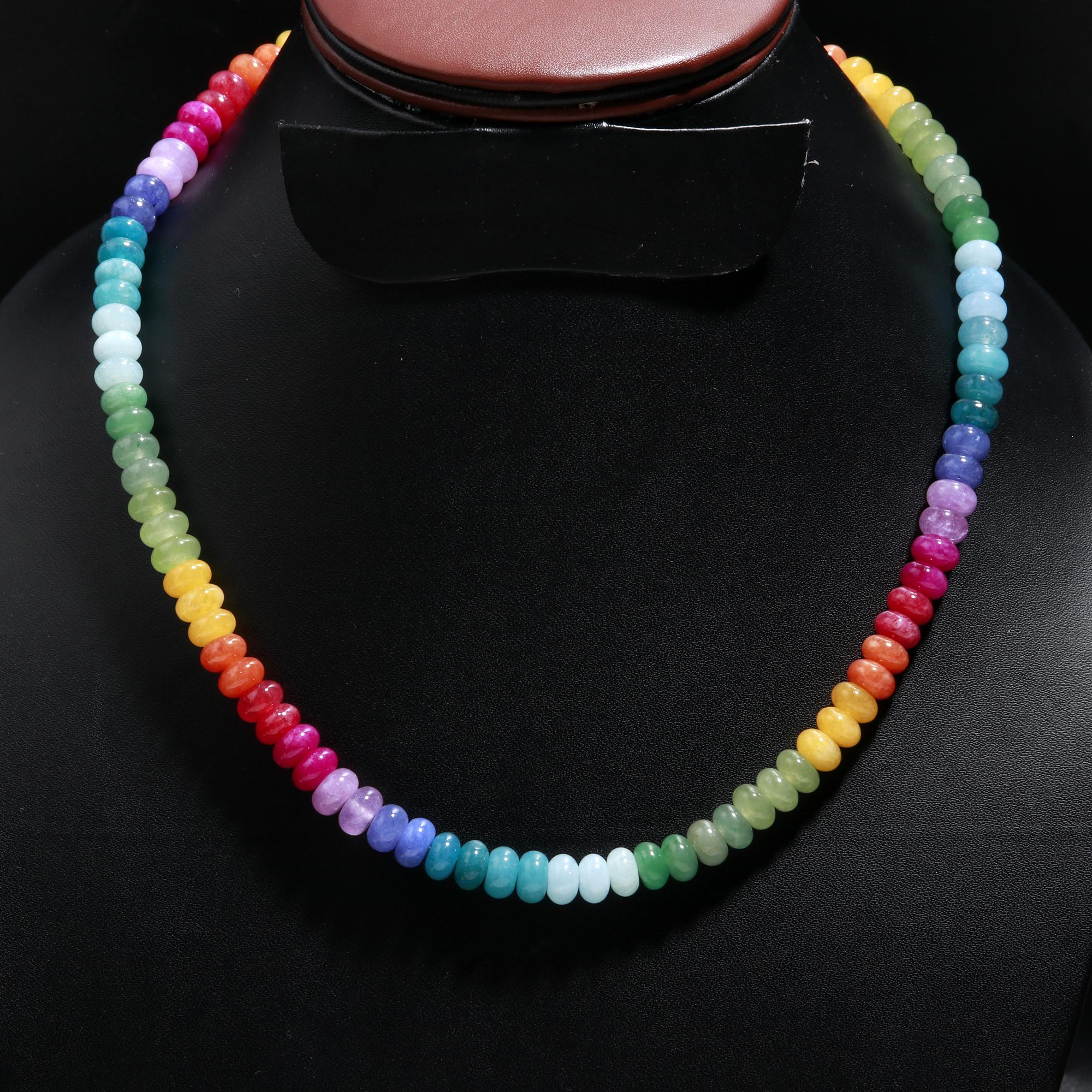 Sun-kissed Splendor: Rainbow Gemstone Summer Beach Necklace