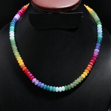 Sun-kissed Splendor: Rainbow Gemstone Summer Beach Necklace