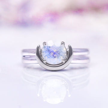 Crescent Moon Moonstone Ring