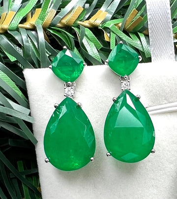 Angelina Jolie Inspired 18K Gold Vermeil Emerald Earrings