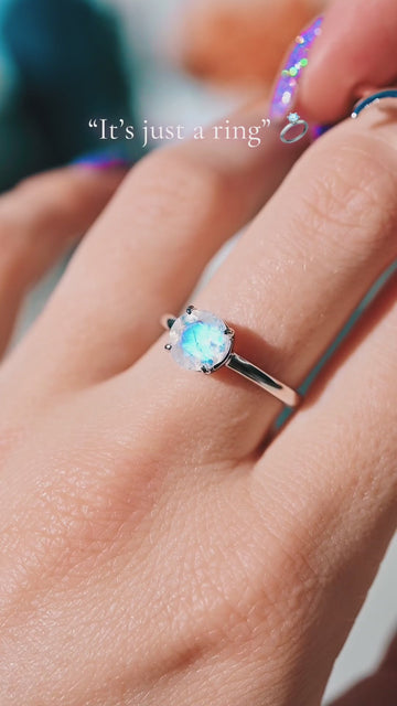 Crescent Moon Moonstone Ring