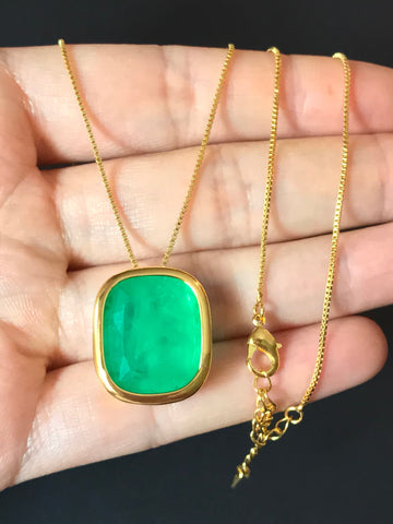 Angelina Jolie Inspired 18K Gold Vermeil Emerald Necklace