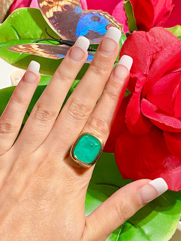 Angelina Jolie Inspired 18K Gold Vermeil Emerald Ring