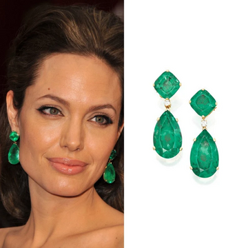 Angelina Jolie Inspired 18K Gold Vermeil Emerald Earrings