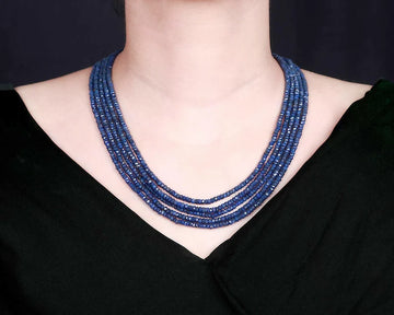 Lustrous Blue Sapphire Beaded Necklace – Sophisticated Multi-Strand Design